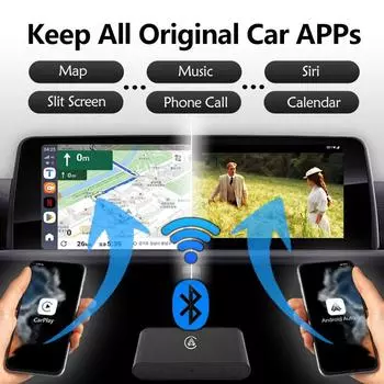 Acodo Mini AI Box Carplay проводное и беспроводное 2 в 1 5G Wifi и Bluetooth 5.0 Android Auto Plug and Play неиндуктивное соединение