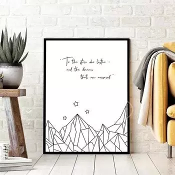 ACOSF SJM книжный подарок, цитата, холст, картина, постер «Звезды, которые слушают», принт ACOTAR, серия «Ночной суд», постер, домашний декор 21x30 No Frame