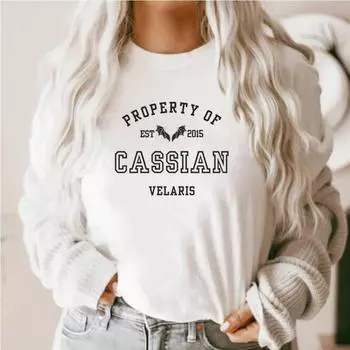 ACOTAR Cassian Property Of the Batboys General Commander of the Night Court T-shirt Maasiverse Merch Unisex Velaris Crewneck TEE S белый