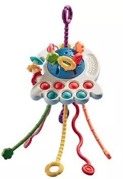 Across Rainbow Baby Toy Оригинальный продукт для мальчиков и девочек Погремушка Погремушка Игрушка-осьминог Развивающая игрушка Рождественский подарок Пальчиковая игра Развитие Изготовление