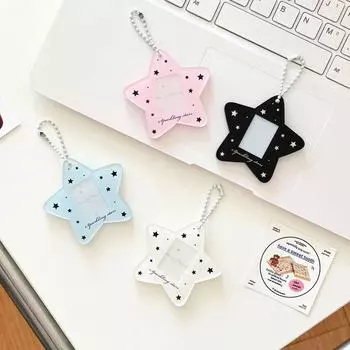 Acrylic 1 Inch Photocard Holder Star 1 Inch Photo Card Display Protector Keychain розовый