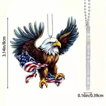Acrylic 2d Beautiful American Bald Eagle Car Decoration Independence Day Hanging Accessory