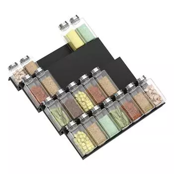 Acrylic 4 Tier Spice Drawer Organizer Rack Seasoning Jars Drawer Insert Storage Tray Expandable Kitchen Cabinets Organizer Rack чистый