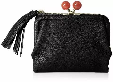 Acrylic ball bifold wallet wallet ladies genuine leather BK [Perke] 08-06-03160