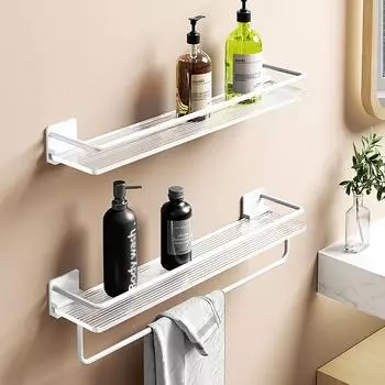 Акриловая полка для ванной комнаты, белая прямоугольная алюминиевая кухонная раковина, ванная комната, душ, держатель для шампуня, мыла, настенная стойка с баром