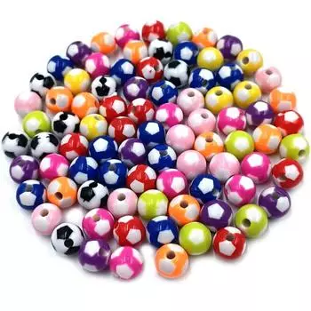 Акриловые бусины, модные бусины ручной работы, материал 10 шт., акриловые бусины цвета конфет, подвеска в виде футбольного мяча, свободные бусины для изготовления ювелирных изделий, бусины в виде футбольного мяча синий