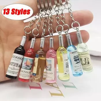 Акриловый брелок для ключей в виде бутылки пива и вина, различный брелок для ключей в виде сумки для автомобиля, кулон в подарок синий