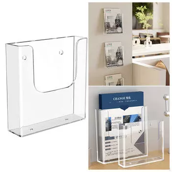 Acrylic Brochure Holder Flyer Display Stand Easy to Install Modern Wall Mount Organizer Literature A5