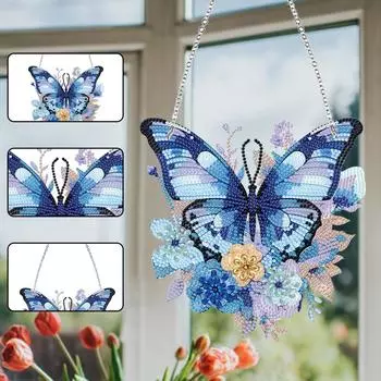 Acrylic Butterfly Diamond Painting Pendant - Handmade Animal for Home Wall Decor зелёный