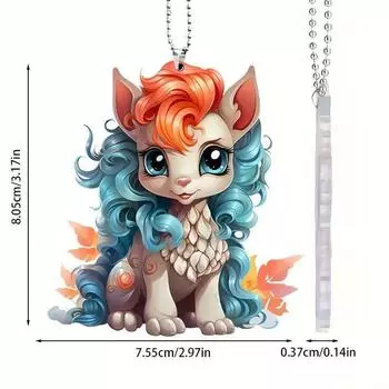 Acrylic Charming Cartoon Pony Car Keychain Hang Decor For Distinctive Styling Car