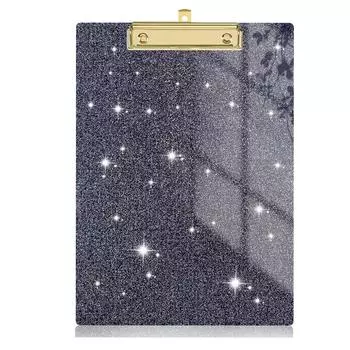Acrylic Clipboard, Stylish Glitter Clipboard With Low-profile Gold Clips, Designed For Classroom, School, And Use One Size