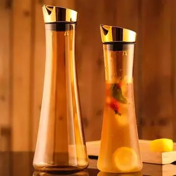 Acrylic Cold Water Kettle with Stainless Steel Lid, Plastic Cold Water Kettle, Flower Tea Juice Kettle, Temperature Resistant 1000-1500ml