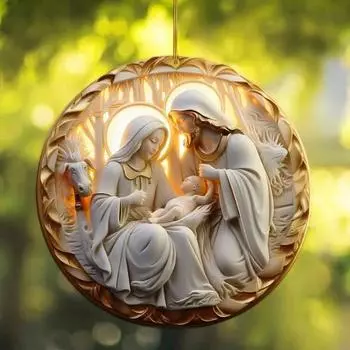Acrylic Crafted Beautifully Jesus Birth Hanging Decoration For Easter Car Charm 1