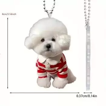 Acrylic Cute Playful Dog Car Mirror Charm Fashionable Keychain For Bag Decoration