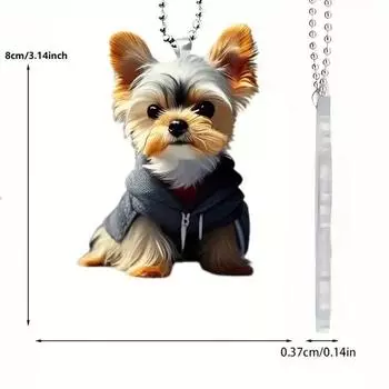 Acrylic Dog Playful Car Mirror Pendant Delightful Holiday Style Decor Interior