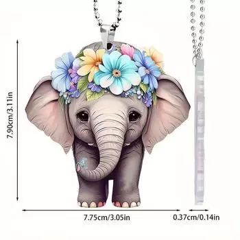 Acrylic Elephant Delightful Hanging Charm In Playful Cartoon Style For Car Decor