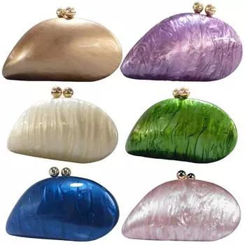 Акриловый вечерний клатч-кошелек, элегантная блестящая сумочка со съемной цепочкой, сумка через плечо в форме ракушки для женщин и девочек Blue