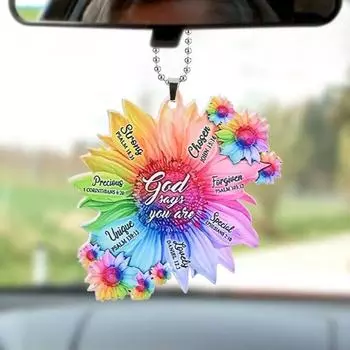 Acrylic Eyecatching Sunflower Car Mirror Decor Pendant For Unique Interior Styling Car