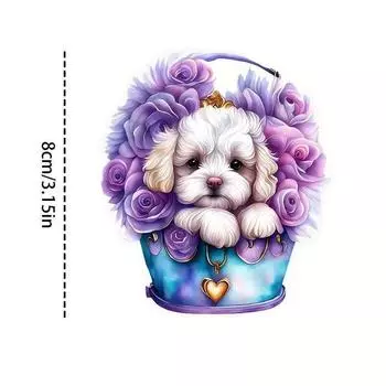 Acrylic Flat Whimsical Flower Dog Charm For Car Accessories Perfect For Owners Dog