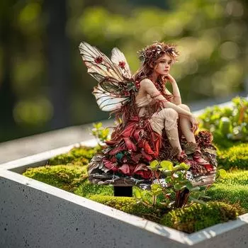 Acrylic Garden Pile Artificial Flower Fairy Statue Sculptures Garden Decoration Garden Stake Props Style 4