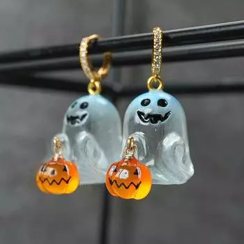 Acrylic Ghost Pumpkin Earrings Ladies, New Halloween Fashion Niche Earrings