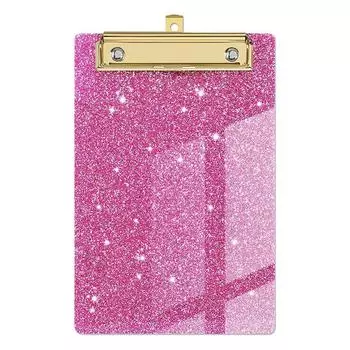 Acrylic Glitter Clipboard Writing Pad File Folder Document Holder School Supplies
