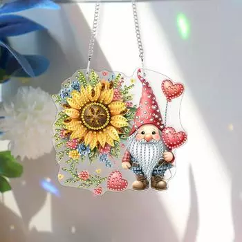 Acrylic Gnome Diamond Art Hanging Pendant Diamond Painting Home Decor Diamond Painting Hanging Pendant for Home Wall Decor