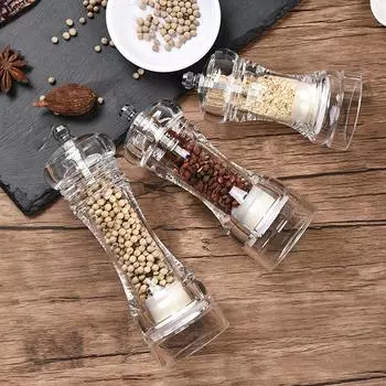 Acrylic Grinder Transparent Pepper Mill Manual Crusher Ceramic Core Multifunctional Cruet Kitchen Tool