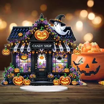 Acrylic Halloween Theme Table Top Diamond Painting Ornament 5D DIY Diamond Painting Desktop Decorations Home Bedroom Decoration