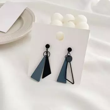 Acrylic haze blue unique geometric earrings women, light luxury high-end niche design temperament earrings