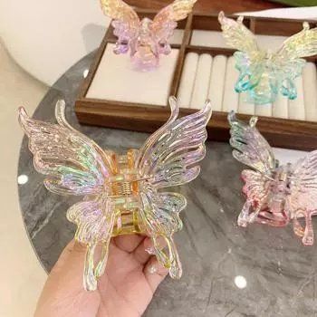 Acrylic Liquid Butterfly Hair Claw Claw Clip Large Shark Clip Exquisite Butterfly Crab Clip Women розовый/фиолетовый
