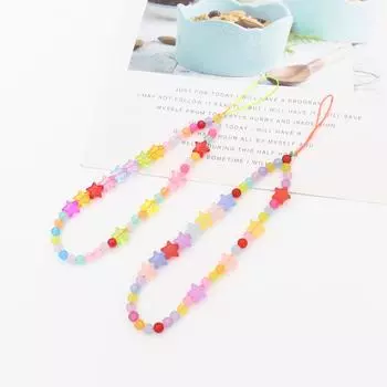 Acrylic mobile phone chain ladies lanyard simple five-pointed star mix crystal chain