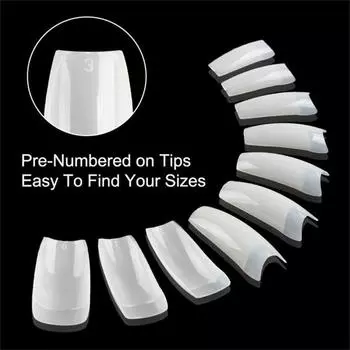 Acrylic Nail Tips French Fake Nails Half Cover Artificial False Nails Tips 500pcs 10 Sizes With Box Natural Natural Half Nail Tips One Size
