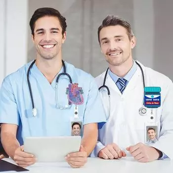 Acrylic Nurse Retractable Badge Reel Glitter Hospital Badge Holder Cartoon Name Card Holder Nurse A