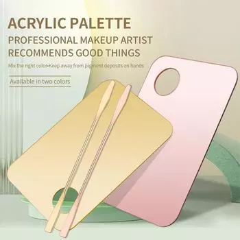 Акриловая палитра со стержнем для макияжа, смешанные инструменты для дизайна ногтей, пластина для смешивания теней для век, розовое золото