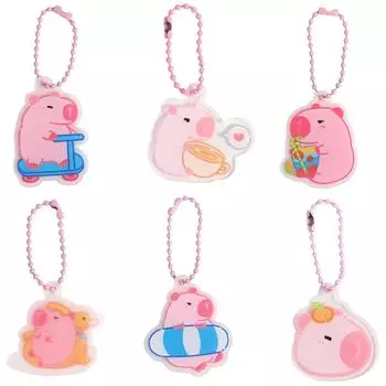 Acrylic Pink Capybara Acrylic Keychain Creative Kapibara Pendant Backpack Decor Style 6