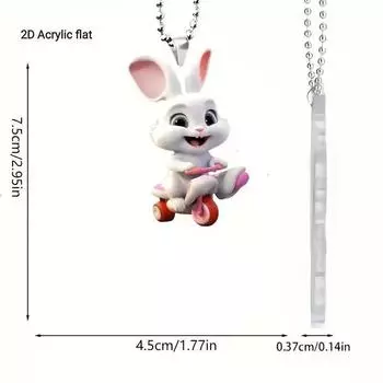 Acrylic Rabbit Charming Car Hanger Unique Cartoon Vehicle Decoration For Personal Flair