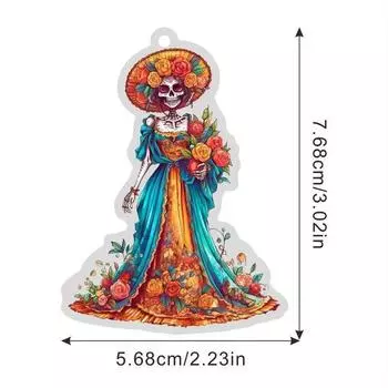 Acrylic Retro Delightful Skeleton Bride Auto Hanging Ornament For Style Festive 1