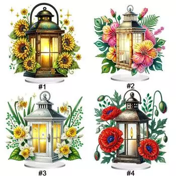 Acrylic Special Shape Flower Lantern 5D DIY Diamond Art Tabletop Decorations Diamond Painting Desktop Decors Bedroom Table Decor