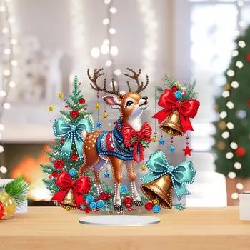 Acrylic Special Shaped Christmas Animals Table Top Diamond Painting Ornament Kits Desktop Diamond Art Kits for Table Decoration
