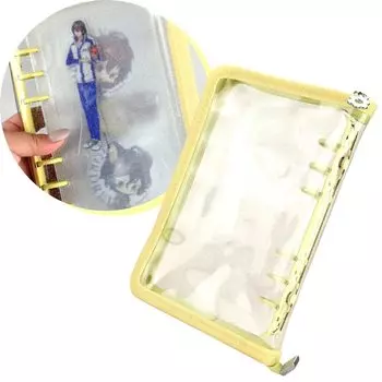 Acrylic stand case for storage and carrying with A6 pusher around, anti-scratch, refill, size, 6-hole ring, (yellow) жёлтый