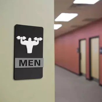 Acrylic Toilet Sign, Identification 22x12cm Accessories, Elegant Door Signs, Bathroom Men