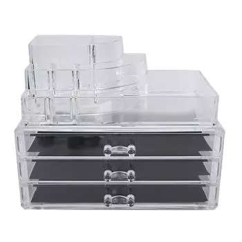 Acrylic Transparent Desktop Cosmetic Display Storage Box Makeup Organizer with Drawer