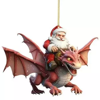 Acrylic Unique Santa Claus Flying On Dragon Christmas Decoration For Vehicle Interior 1