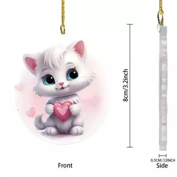 Acrylic Whimsical Bunny Car Charm With Heart Design For Fun And Stylish Auto Decoration