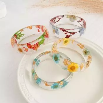 Acrylic Wide Bangle Bohemian Retro Hand Ring Exaggerated Flower Bracelet Girls Style 5
