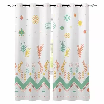 Ацтекские навахо цветы трава кружева племени затемняющие шторы для гостиной спальни печатные оконные шторы домашний декор W135 x H60cm