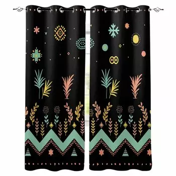Ацтекские навахо цветы трава кружева племени затемняющие шторы для гостиной спальни печатные оконные шторы домашний декор W135 x H60cm
