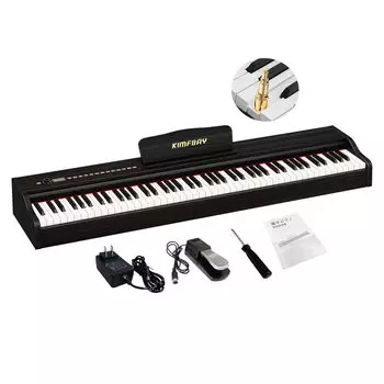 Action Electronic KIMFBAY Электронное пианино 88 клавиш Деревянное электронное пианино 88 клавиш Молотковое пианино Портативное пианино Мобильное пианино 88 клавиш Для детей и начинающих