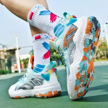 Фактические боевые баскетбольные кроссовки мужские дышащие светящиеся кроссовки новые студенческие тренировочные кроссовки для бега на открытом воздухе Tide 36